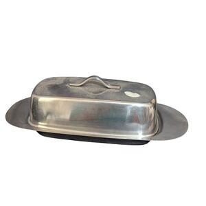 Vintage Normandy Distributors Stainless Steel Butter Dish with Lid Made in Japan